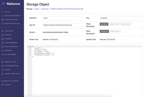 nakama storage|Heroic Labs Documentation .